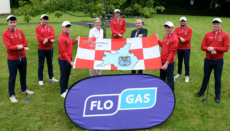 At the photocall to announce the Flogas sponsorship of the CBS Roscommon golf team, which is representing Connacht at the GUI 2020 Senior Schools Championship Finals, were principal Fiona Gallagher and Flogas representative Donal Moran